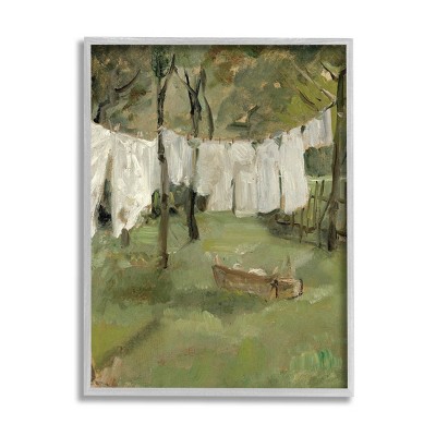 Stupell Industries Classic Clothesline Yard Scene Framed Giclee Art