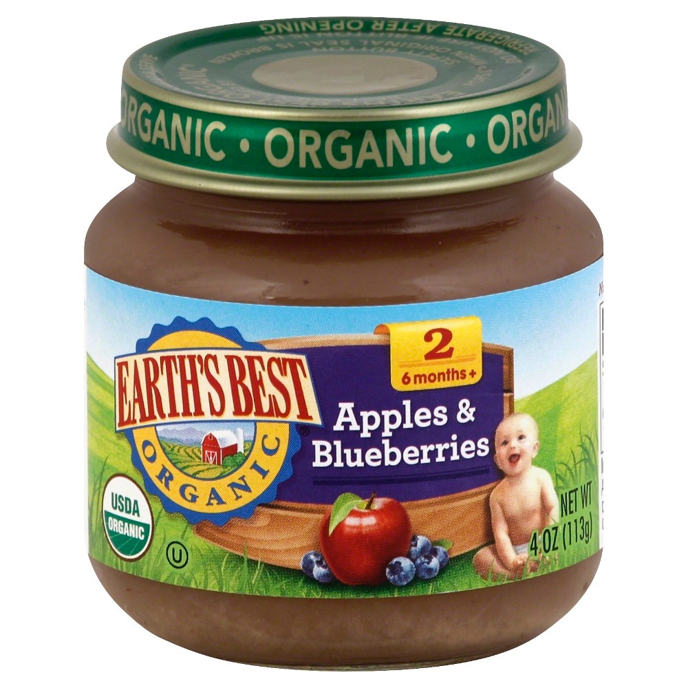 Photos - Baby Food Earth's Best Organic Stage 2 Apples & Blueberry Jar - 4oz