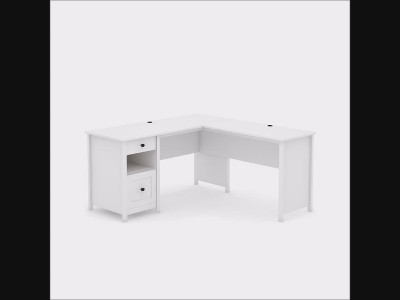 Estate Black L-Shaped Executive Desk with File Drawer