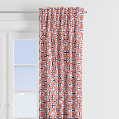 Bacati - Olivia Coral/Navy Dots Cross Curtain Panel