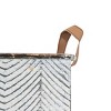 Set of 3 Rustic Whitewashed Pattern Galvanized Metal Decorative Storage Bins With Faux Leather Handles - Foreside Home and Garden - 4 of 4