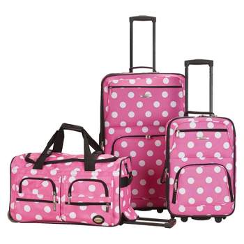 Rockland Spectra 3pc Expandable Rolling Softside Carry On Luggage Set - Pink Dot