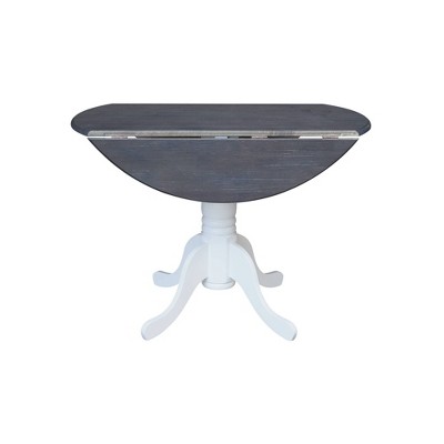 Heather Gray & White 42" Round Wood Extendable Dining Table
