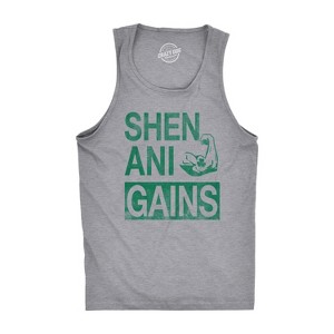 Mens ShenaniGains Funny Workout Saint Patricks Day T Shirt St. Paddys Shamrock - Crazy Dog Men's Tank Top - 1 of 4