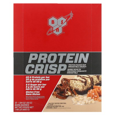 BSN Protein Crisp, Salted Toffee Pretzel, 12 Bars, 1.94 oz (55 g) Each