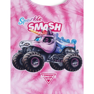 Monster Jam Sparkle Smash Little Girls UPF 50+ One Piece Bathing Suit Tie Dye Pink 6 — фото 2