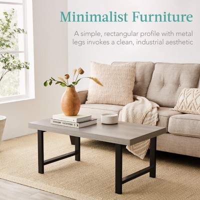 Gray Rectangular Wood and Metal Coffee Table