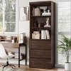 70'' Tall Farmhouse Bookcase w/ Drawers | Wood Deep Bookshelf Storage Cabinet for Living Room, Study, Kitchen & Home Office - 3 of 4