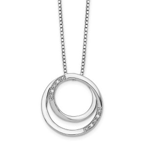 Black Bow Jewelry Diamond Double Circle Necklace in Rhodium Plated Silver, 18-20 Inch - 1 of 4