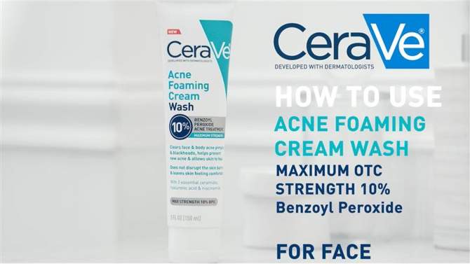 CeraVe Acne Control Foaming Face Cleanser 10% BPO - 5 fl oz, 2 of 18, play video