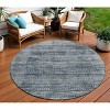 Denim Blue And Ivory Striped Washable Indoor Outdoor Area Rug - 2 of 4