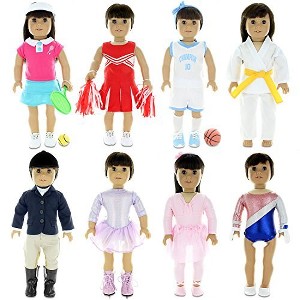Doll Clothes - 8 Sports Outfit Mega Bundle fits Clothing Sets Fits American Girl Doll My Life Doll and other 18 inch Dolls - 1 of 4