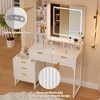 Make Up Vanity Set, Modern Make Up Table with Lighted Mirror, Side Storage Cabinet, White Vanity Desk and Stool - 4 of 4