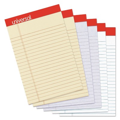 Universal Fashion Colored Perforated Ruled Writing Pads Narrow 5" x 8" 50 Sheets 6/Pack 35895