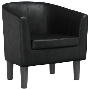 vidaXL Tub Chair - Black Faux Leather Single Durable Accent Chair - 1 of 4