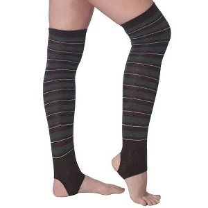 Tipi Toe Womens Stirrup Socks Over the Knee - Brown Striped Color Pattern, Toeless Workout Stockings - 1 of 1