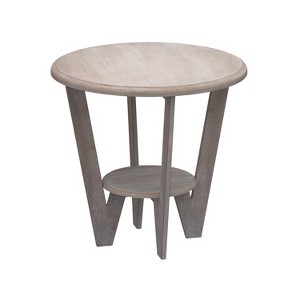 JIONJOY Farmhouse End Table - Round Vintage Grey Side Table with Storage Shelf, French Country Decor for Living Room & Small Spaces - 1 of 2