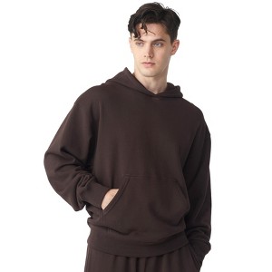 Future Planet Mens Globe Premium Fleece Lined Soft Cotton Pullover Hoodie Sweatshirt Loose Fit Globe Hoodie Cocoa - 1 of 4