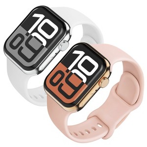Vena 2 Pack For Apple Watch Ultra 2 Band 49mm, Apple Watch Ultra Band, Silicone Sport Strap For iWatch 45mm Series 9/8/7 44mm Series 6/5/4, White+Pink - 1 of 4