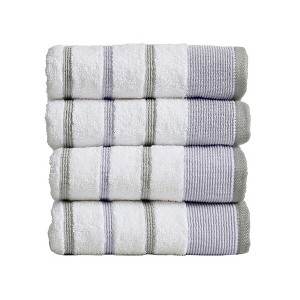 100% Cotton Quick-Dry Decorative Stripe Bath Towel Set - 1 of 4