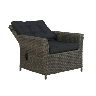 Asti Gray All-Weather Wicker Outdoor Recliner and Ottoman Set