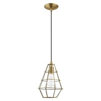 Urban Mini 1-Light Indoor/Outdoor Pendant in Antique Brass