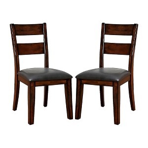 Simple Relax Set of 2 Faux Leather and Wood Dining Side Chairs in Dark Cherry - 1 of 4