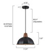 LLHZSY 1-Light 11 4/5" Black Pendant Light with Umbrella Shade, Adjustable Height - 3 of 4