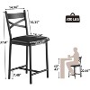 Bar Stools Set of 2/4, PU Upholstered Bar Chairs, Kitchen Island Chairs with X-Shaped Backrest and Metal Footrest, Black Counter Height Chairs - 2 of 4