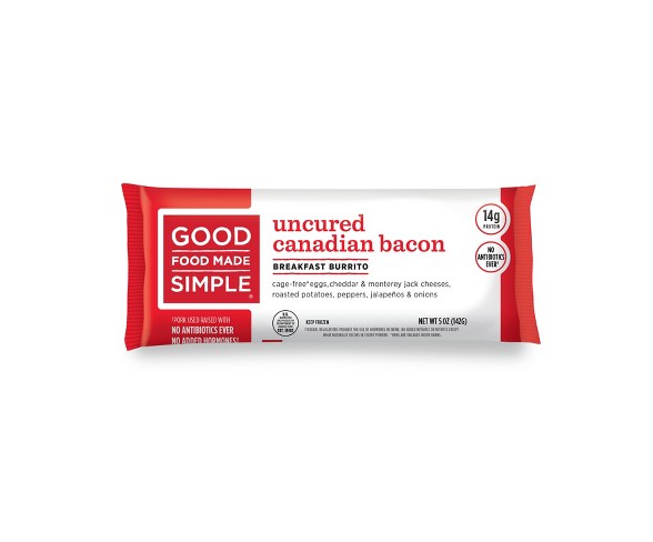 Good Food Made Simple Eggs, Cheese & Canadian Bacon Frozen Breakfast Burrito - 5oz