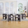 MAYEERTY Modern Soft Chenille Accent Chair - Open Back 3-Leg Barrel - Comfy Dining Set of 2 (Beige) - 3 of 4