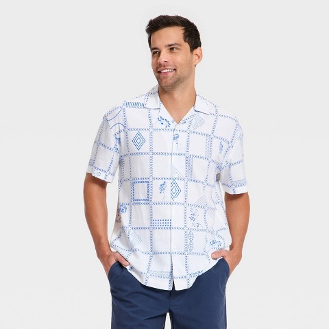 Мужские рубашки Goodfellow & Co Men's Short Sleeve Twill Camp Collar Shirt - Goodfellow & Co™ White L