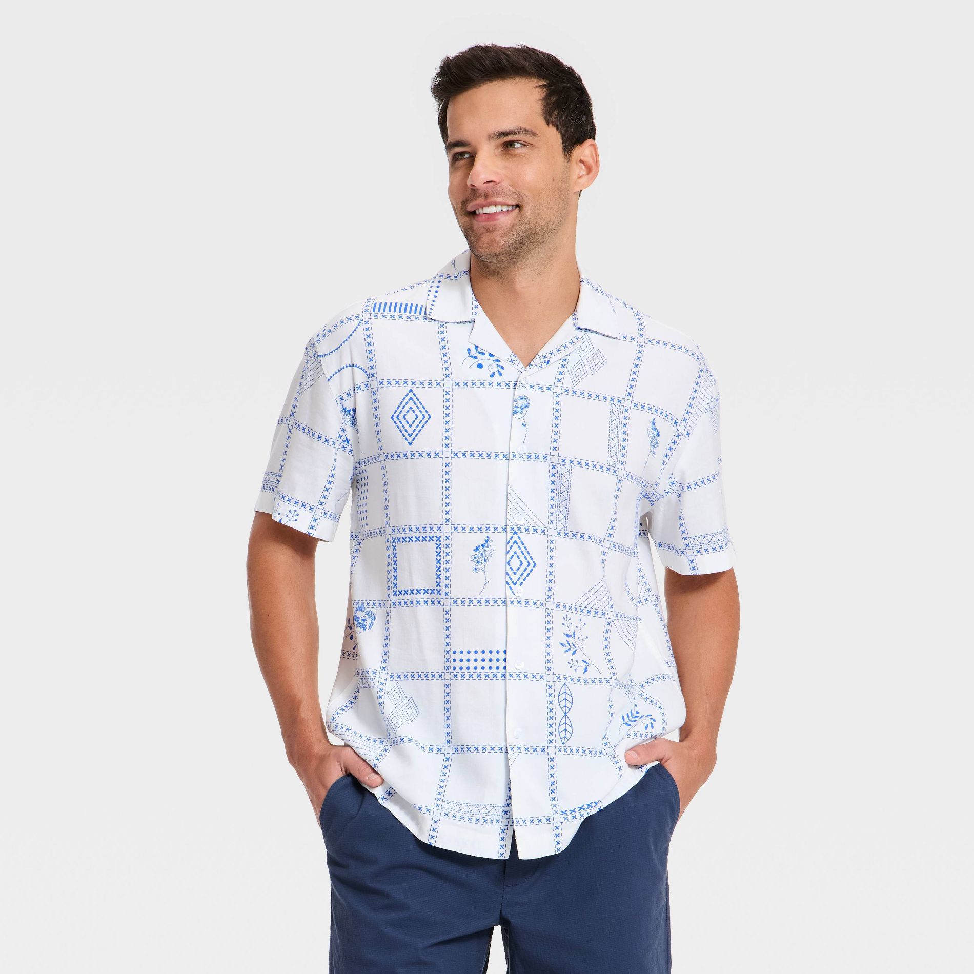 Men's Short Sleeve Twill Camp Collar Shirt - Goodfellow & Co™ White