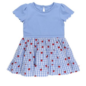 RuffleButts Girls Mixed Media Short Sleeve Tiered Dress - 1 of 4