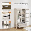 VINGLI Rustic White Storage Cabinet with Glass Doors, Shelves & Cedar Finish, Tempered Glass Display Case with Solid Wood Leg - 4 of 4