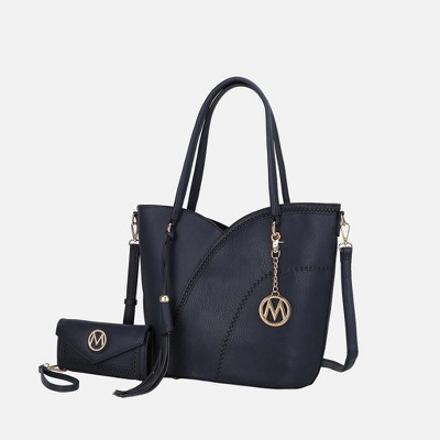 MKF Collection Imogene Two-tone Whip Stitches Vegan Leather Women’s Shoulder bag with Wallet by Mia K