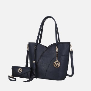 MKF Collection Imogene Two-tone Whip Stitches Vegan Leather Women’s Shoulder bag with Wallet by Mia K - 1 of 4