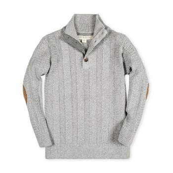 Hope & Henry Boys' Contrast Sweater With Elbow Patches (pieced Charcoal,  3-6 Months) : Target
