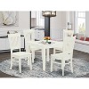 5-Piece Linen White Finish Solid Wood Top - Rectangular Dining Room Set - Seats 4 - 2 of 4