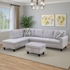 Grey White Flannel 3-Piece Sofa Living Room Sofa Set - 3 of 4