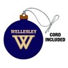 Wellesley College Primary Logo Wood Christmas Tree Holiday Ornament - 2 of 4
