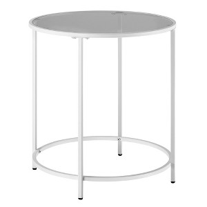 VASAGLE Round Side Table, Glass End Table with Metal Frame, Laurel Green Coffee Table with Modern Style - 1 of 4