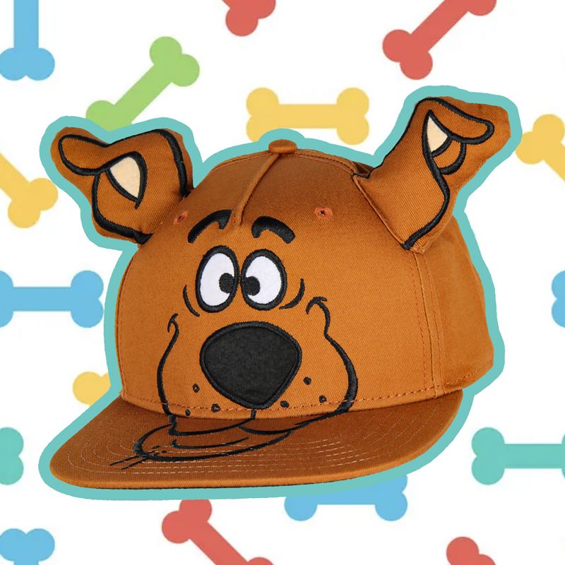 Scooby Doo Embroidered Character Face Adult Adjustable Snapback Hat With 3D Ears Brown, 3 of 4