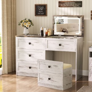 Fredees 3-in-1 Vanity Desk with LED Flip Top Mirror and Hidden Storage - 1 of 4