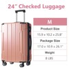 FONTOI 24 Inch Checked Luggage Expandable Hardshell Luggage Lightweight Durable Travel Large Suitcase with Wheels, Rose Pink 15.9"* 10.2"*25.8" - 3 of 4