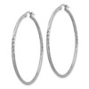 Black Bow Jewelry 2mm, Satin, Diamond Cut Sterling Silver Hoops - 50mm (1 7/8 Inch) - 2 of 4