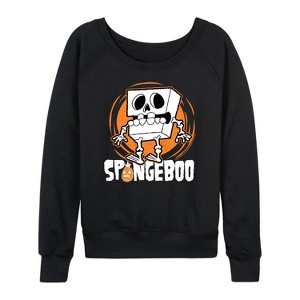 Women's - SpongeBob SquarePants - Spongeboo Lightweight French Terry Wide Neck Long Sleeve Shirt - 1 of 4