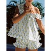 Imily Bela Women's Floral Print Pajama Short Set Ruffle Casual Two Piece Sleepwear Loungewear - 2 of 4