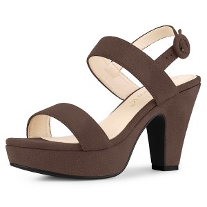 Allegra K Women's Slingback Platform Chunky High Heel Adjustable Buckle Strap Sandals - 1 of 4