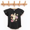 The Juniper Shop SmileyWorld Checkered Lightning Floral Flutter Sleeve Tee - 3 of 4